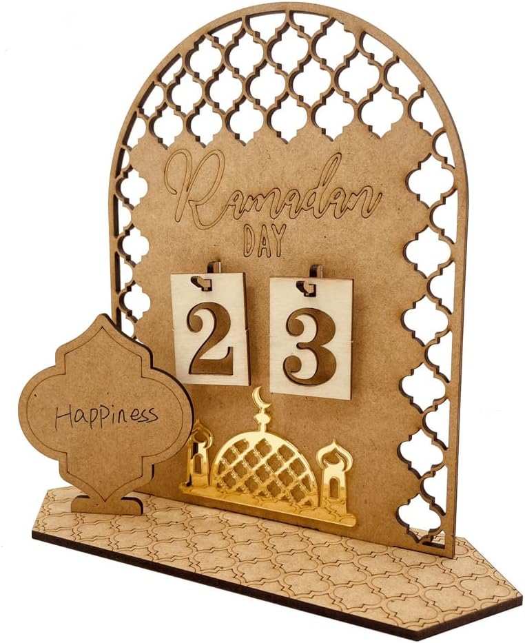 Wooden Ramadan and Eid Countdown Calendar - Mosque