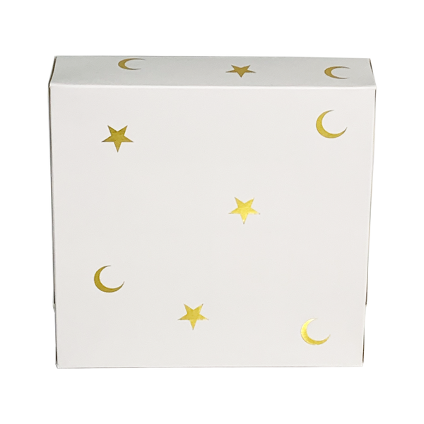 Eid Mubarak 12 Compartment Cupcake Box - White / Gold Stars