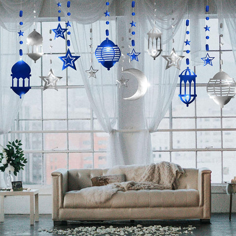 Foil Hanging Streamer Garland Decoration - Blue & Silver