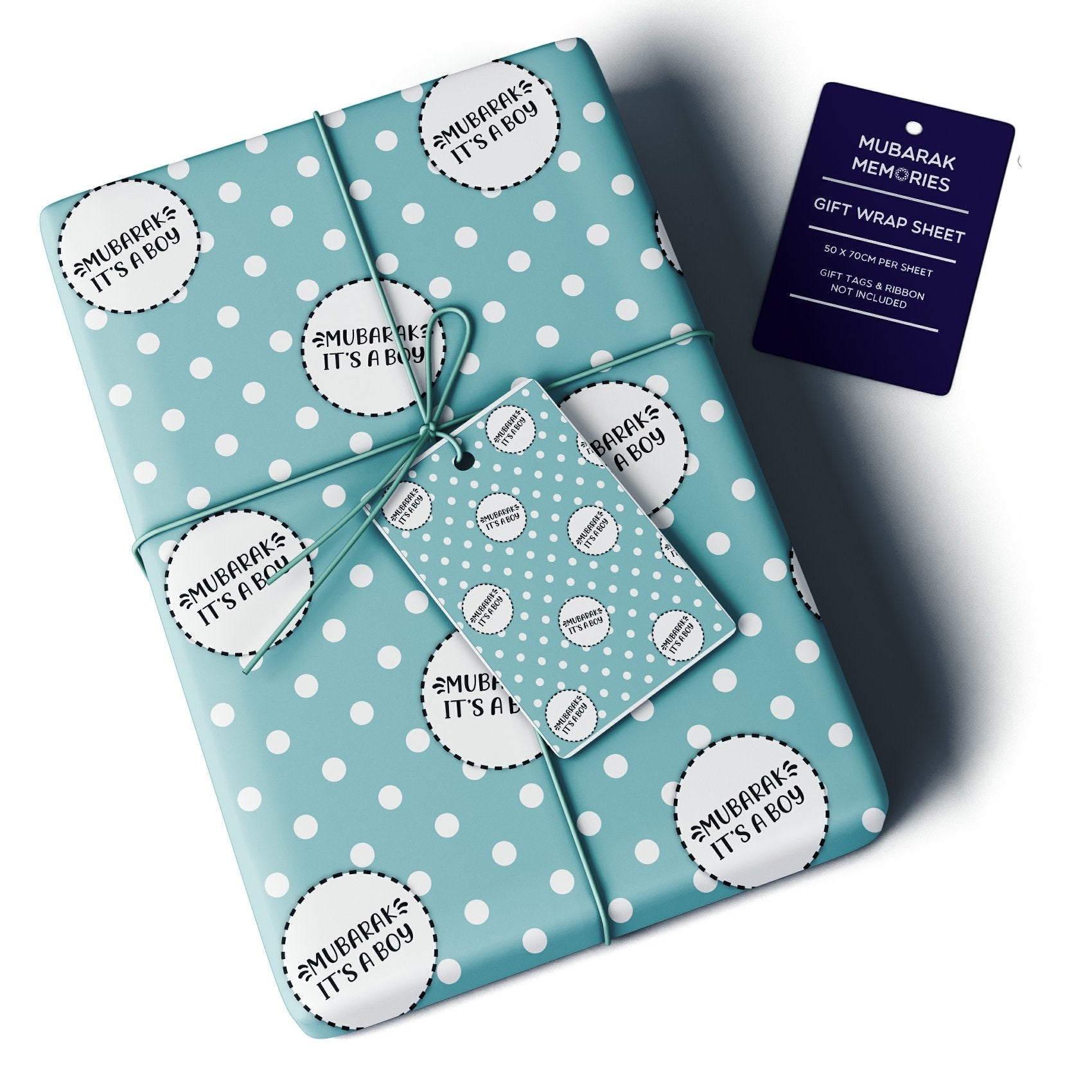 Mubarak It's a Boy Baby Gift Wrap Sheet - Polka Dot (Blue)