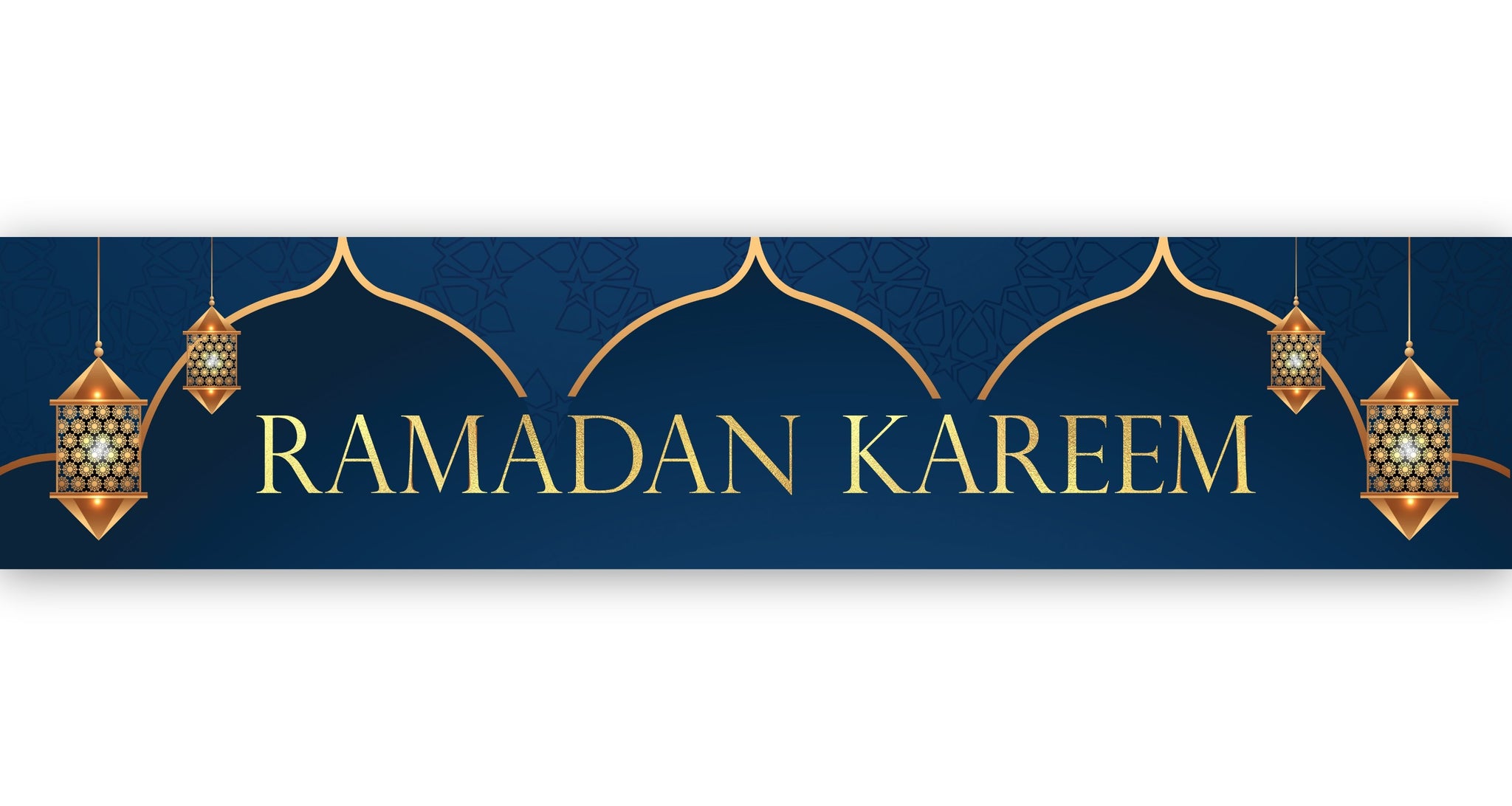 Ramadan Kareem Banner - Navy & Gold Domes & Lanterns