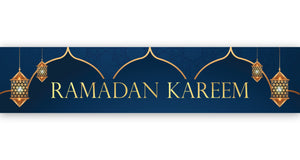 Ramadan Kareem Banner - Navy & Gold Domes & Lanterns