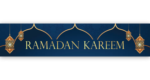 Ramadan Kareem Banner - Navy & Gold Domes & Lanterns