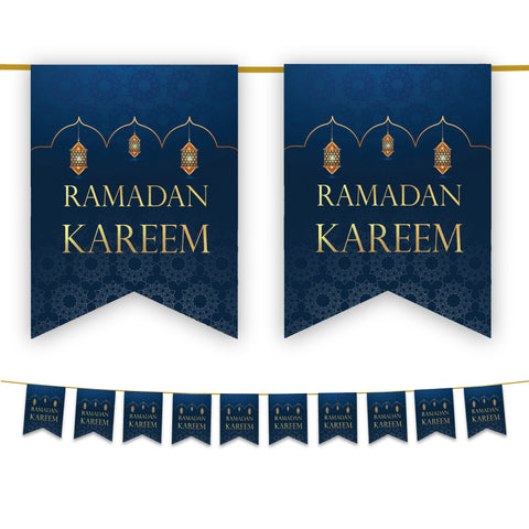 Ramadan Kareem Bunting - Navy & Gold Domes & Lanterns