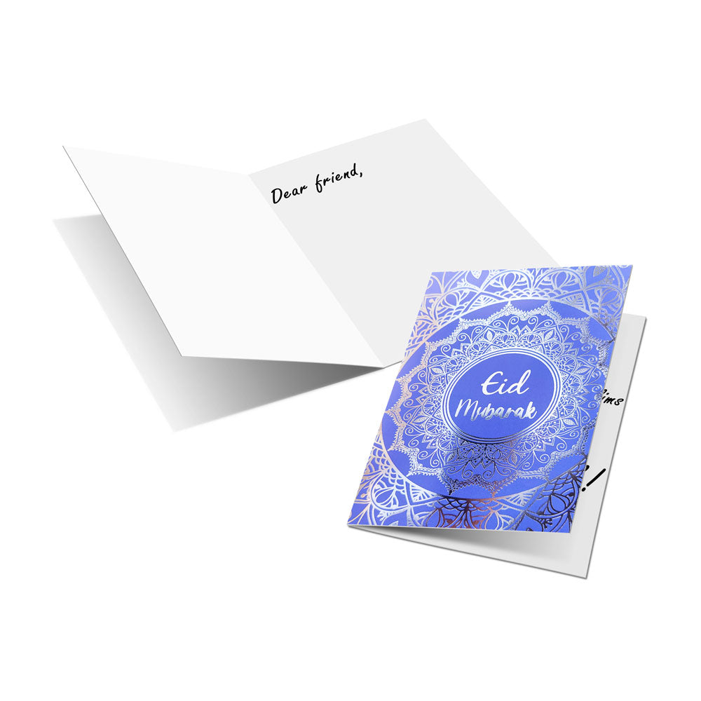 Eid Mubarak Cards - Purple, Blue & Silver (Pack of 5)