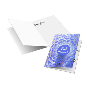 Eid Mubarak Cards - Purple, Blue & Silver (Pack of 5)