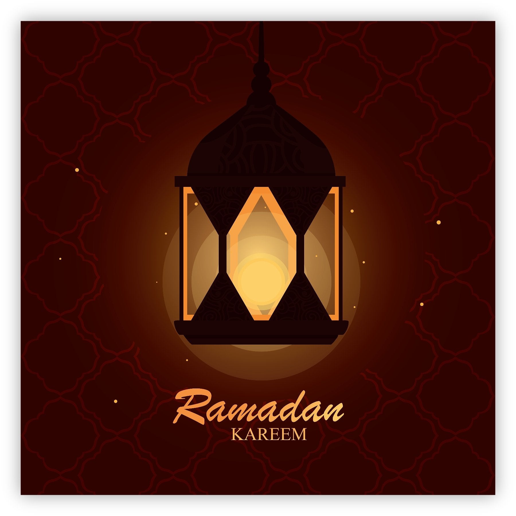 Ramadan Kareem Card - Red & Gold Hanging Lantern