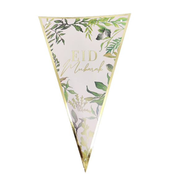 Eid Mubarak Bunting - Green & Gold Triangle Bunting