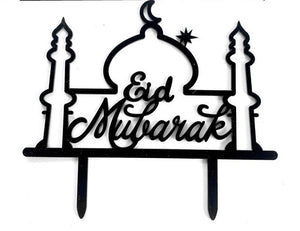 Eid Mubarak Large Mosque Cut Out Cake Topper - Black