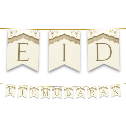 Eid Mubarak Bunting - Neutral Letters Flags Decoration