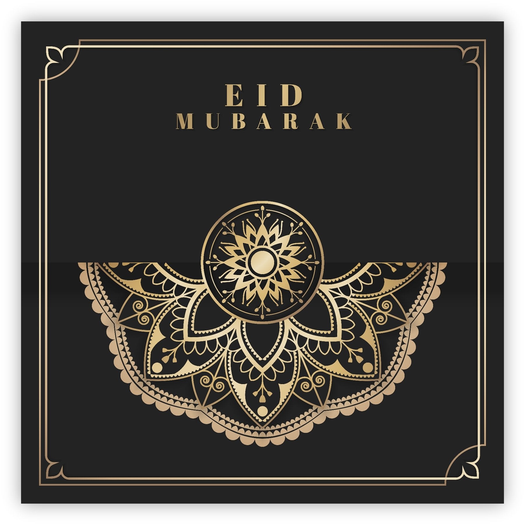 Eid Mubarak Card - Black & Gold Geometric