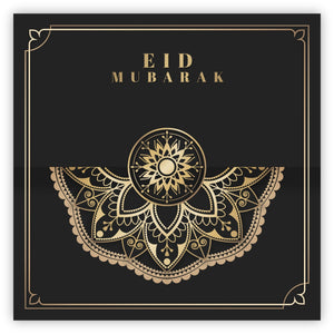 Eid Mubarak Card - Black & Gold Geometric