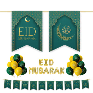 EID Mubarak 30 pc Decoration Set - Green & Gold