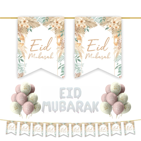 EID Mubarak 30 pc Decoration Set - Neutral Rustic Floral