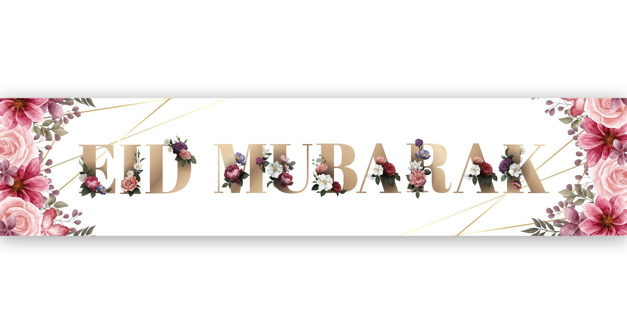 Eid Mubarak Banner - Pink Floral