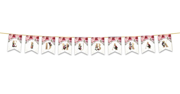 Eid Mubarak Bunting - Pink Floral Letter Flags Decoration