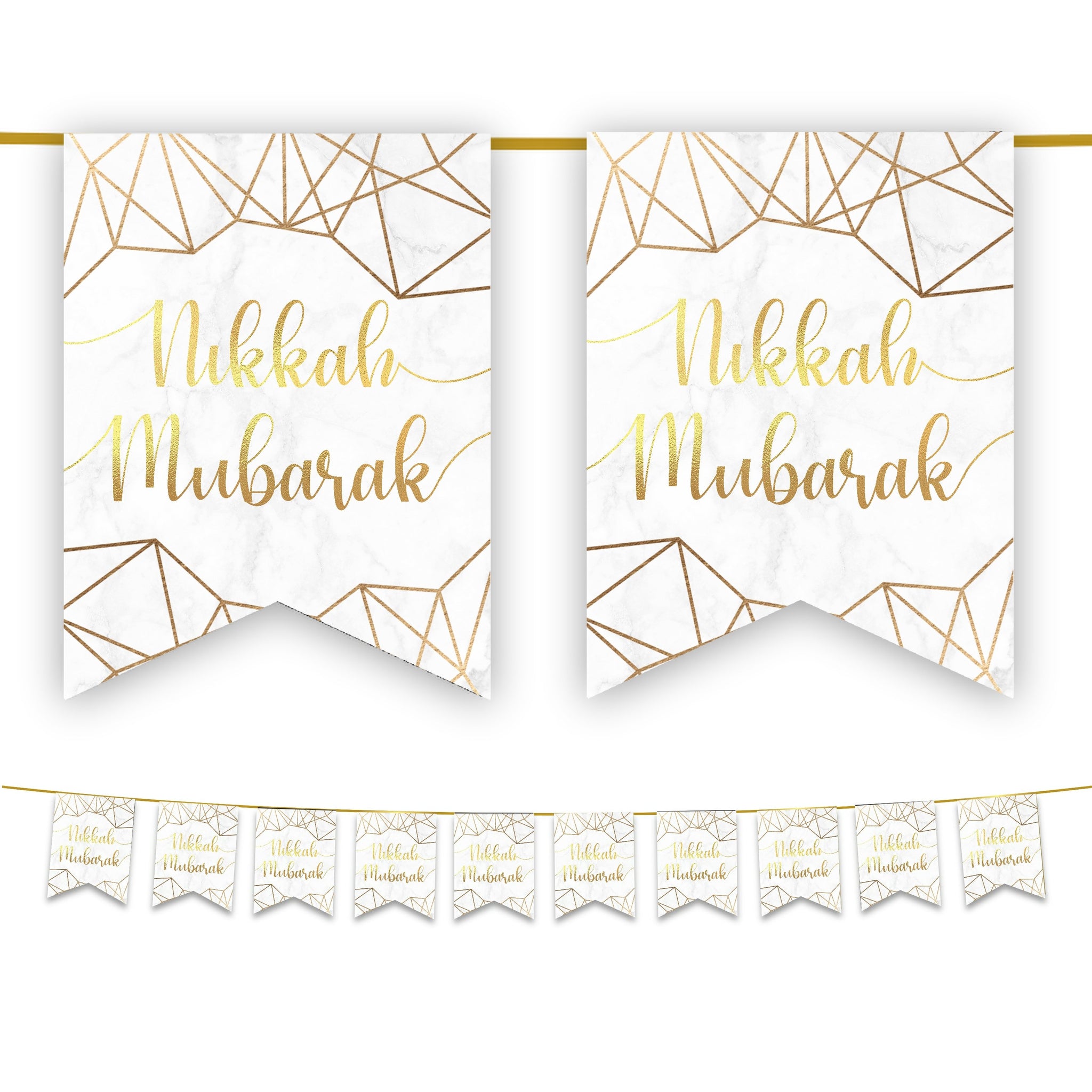 Nikkah Mubarak Bunting - Geometric Design - Islamic Wedding Decoration