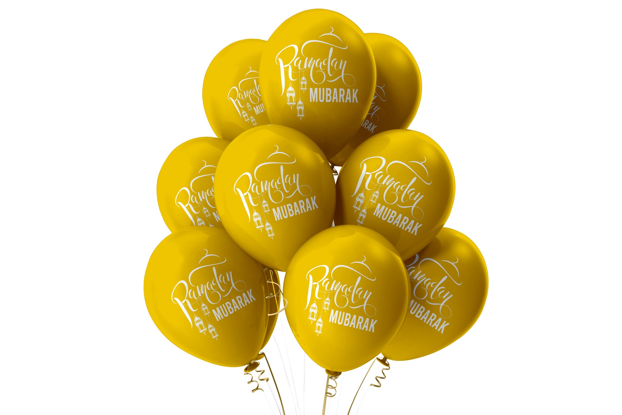 Ramadan Mubarak Balloons - Domes & Lanterns - Gold