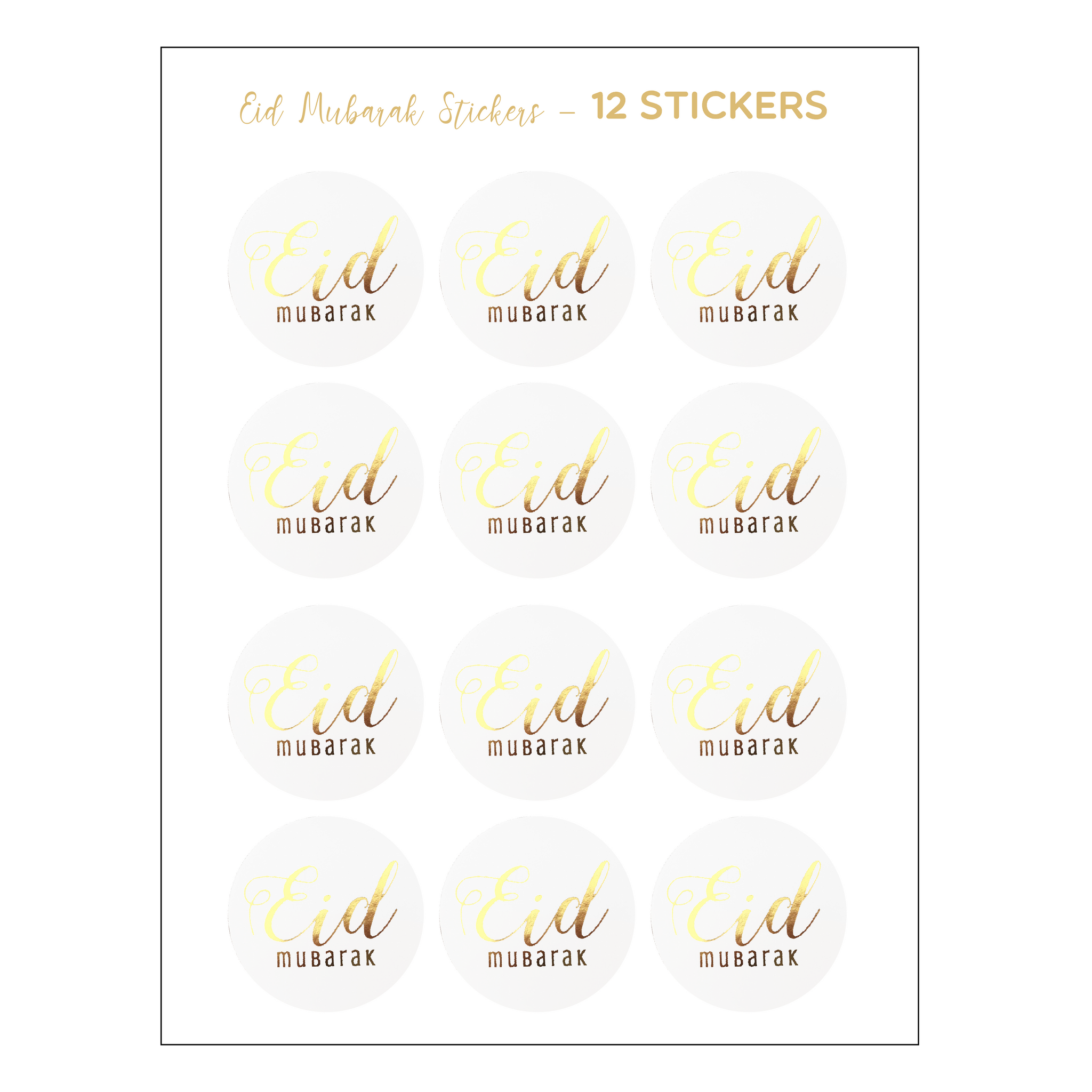 Eid Mubarak Foil Stickers - Gold