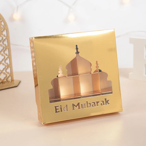 Eid Mubarak 12 Compartment Cake Box - Gold