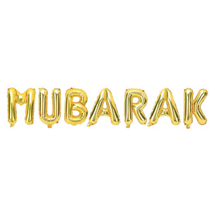 Mubarak Foil Balloon Kit - Metallic Gold