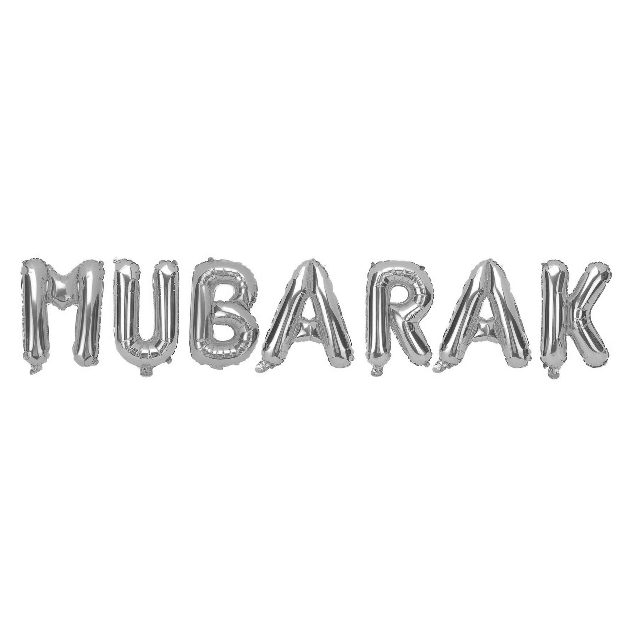 Mubarak Foil Balloon Kit - Metallic Silver