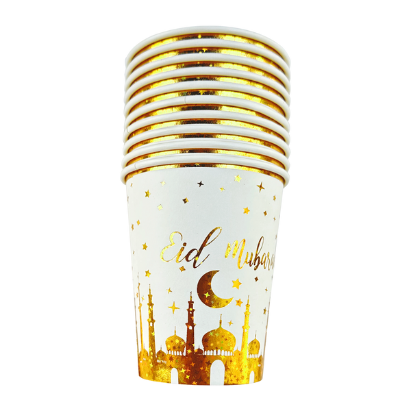 Eid Mubarak Paper Cup - Gold Mosque & Star