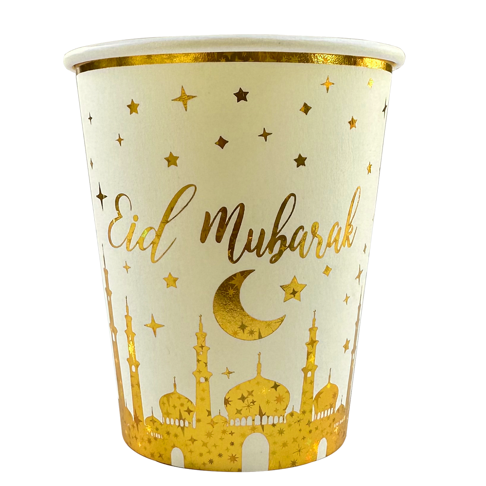 Eid Mubarak Paper Cup - Gold Mosque & Star