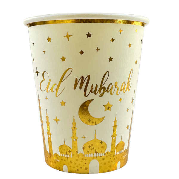 Eid Mubarak Paper Cup - Gold Mosque & Star