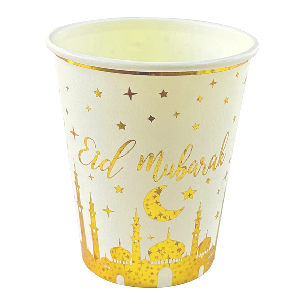 Eid Mubarak Paper Cup - Gold Mosque & Star