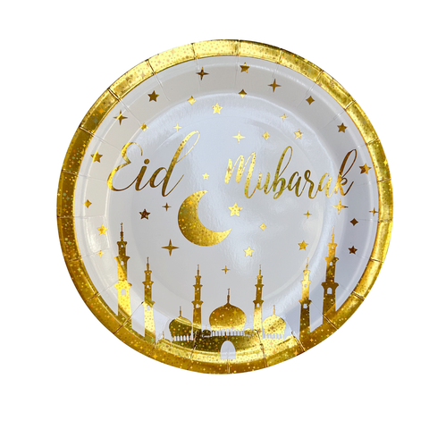 Eid Mubarak Plate - Gold Mosque & Star