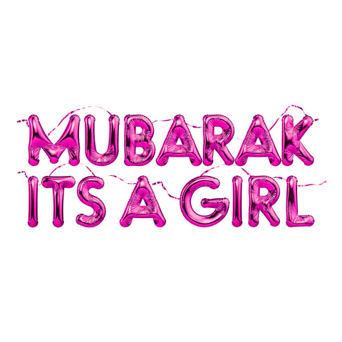 Mubarak It's a Girl Foil Balloon Kit - Metallic Pink