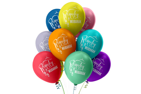Ramadan Mubarak Balloons - Domes & Lanterns - Multicolour