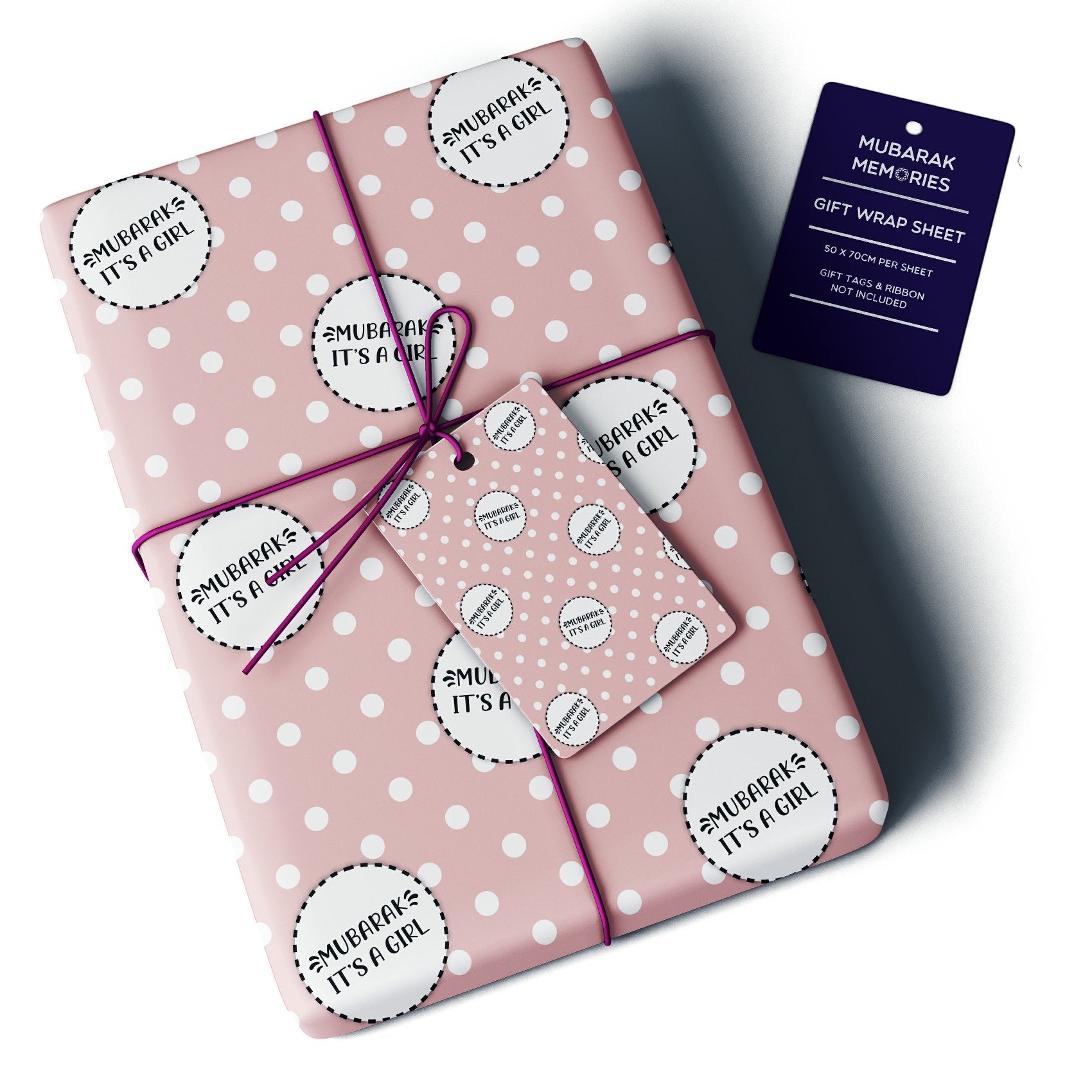 Mubarak It's a Girl Baby Gift Wrap Sheet - Polka Dot (Pink)