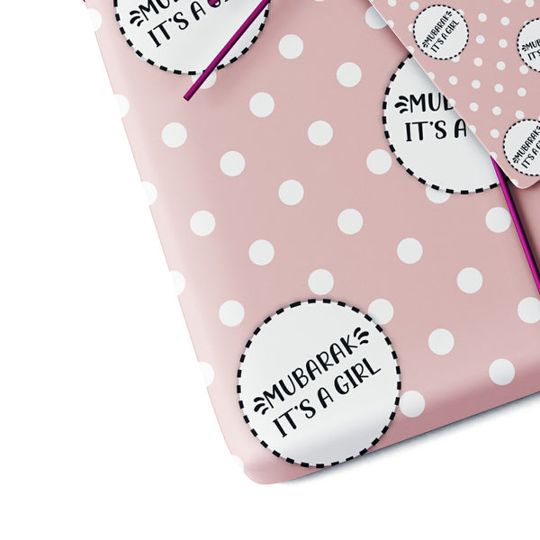 Mubarak It's a Girl Baby Gift Wrap Sheet - Polka Dot (Pink)