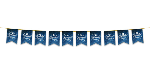 Ramadan Kareem Bunting - Blue & White Space Galaxy Flags Decoration