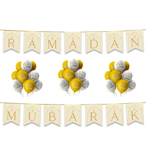 Ramadan Mubarak 24 pc Decoration Set - Neutral
