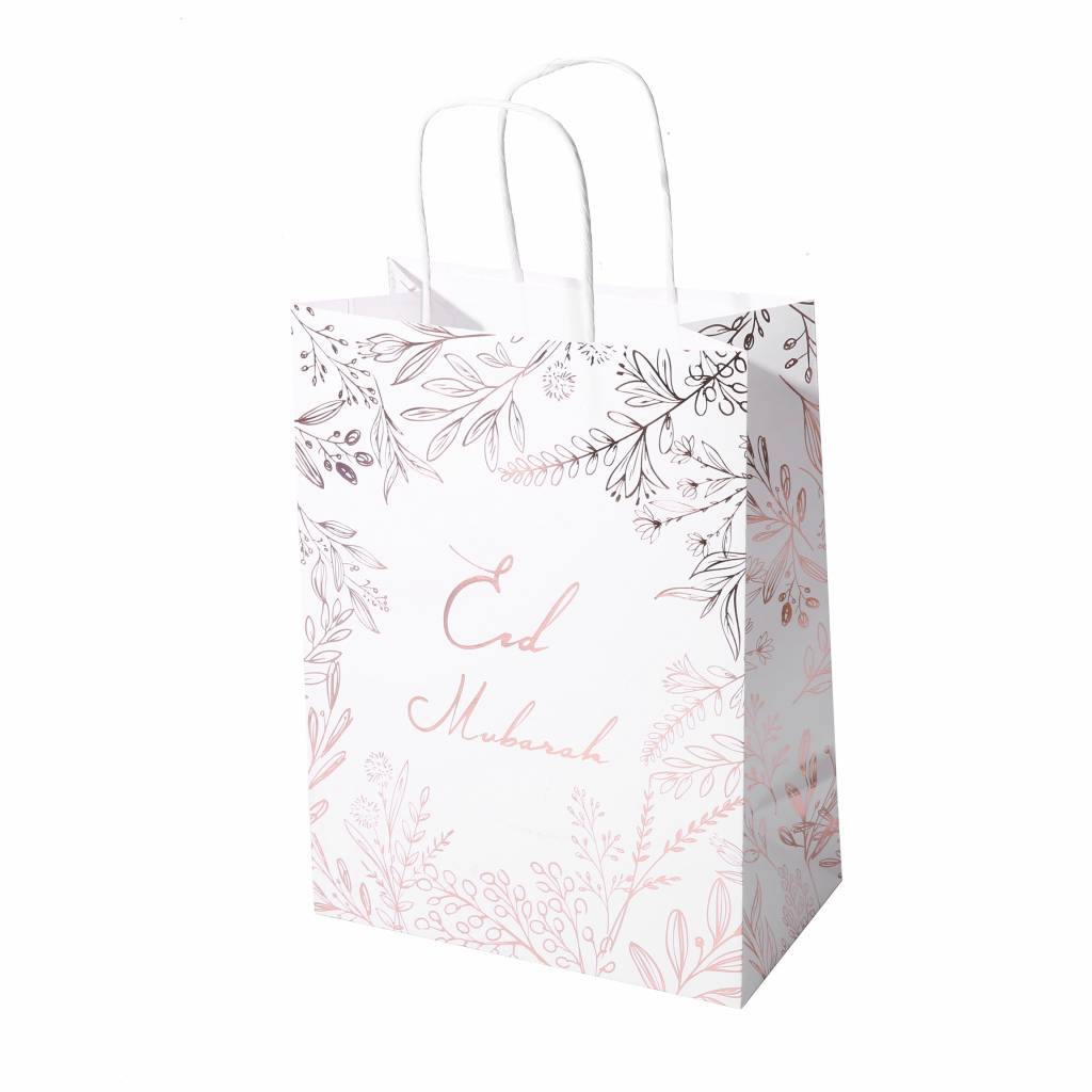 Eid Mubarak Kraft Paper Bag - Rose Gold Foiled - 5 pack