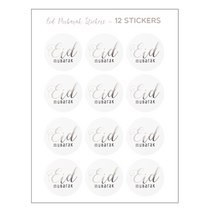 EID Mubarak Foil Stickers - Silver