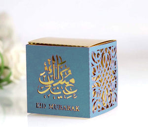 Eid Mubarak Candy Sweet Gift Boxes - Pack of 5 - (Blue & Gold)