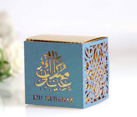 Eid Mubarak Candy Sweet Gift Boxes - Pack of 5 - (Blue & Gold)