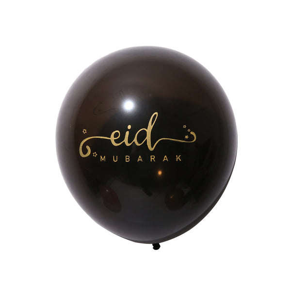 Eid Mubarak Balloons - Pearl - Black & Gold