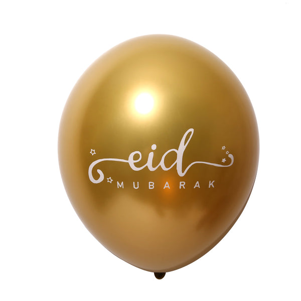 Eid Mubarak Balloons - Pearl - Black & Gold