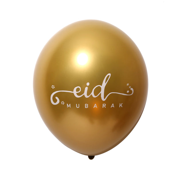 Eid Mubarak Balloons - Pearl - White & Gold