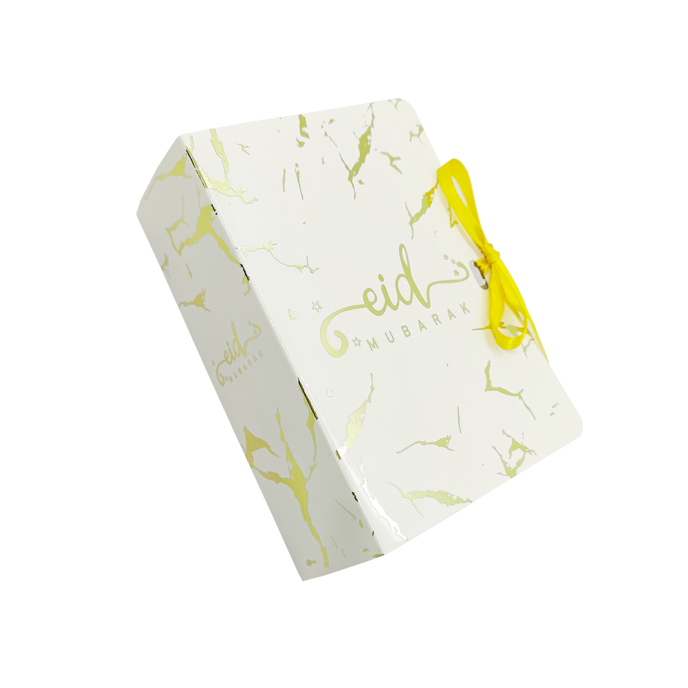 Eid Mubarak Gift Box - White & Gold Marble Foiled