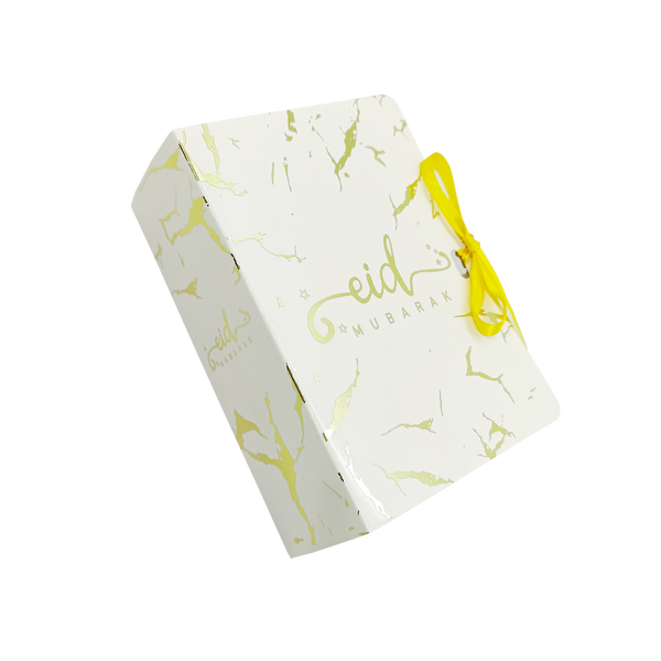 Eid Mubarak Gift Box - White & Gold Marble Foiled