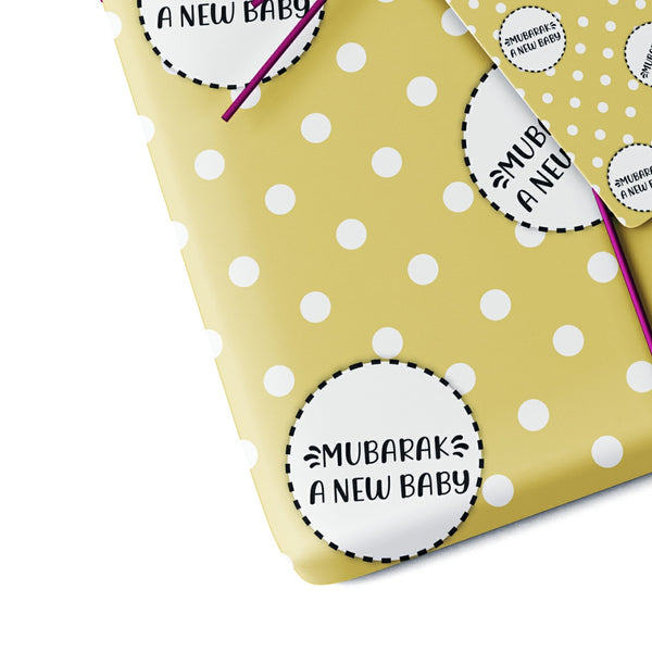 Mubarak A New Baby Gift Wrap Sheet - Polka Dot (Yellow)