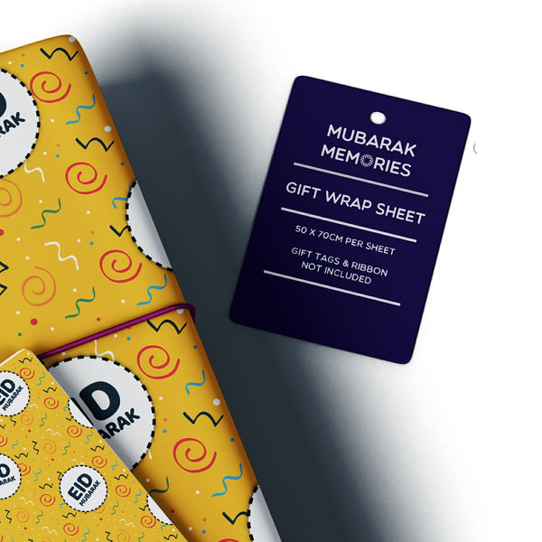 Eid Mubarak Gift Wrap Sheet - Confetti (Yellow)