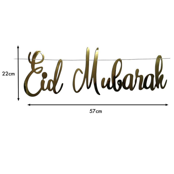 EID Mubarak Laser Cut Foil Hanging Decoration - Gold