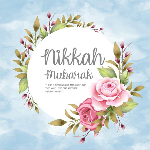 Nikkah Mubarak Card - Floral Quote
